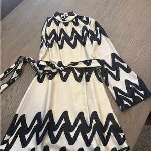Alexis Black and White Zigzag Long Sleeve Dress